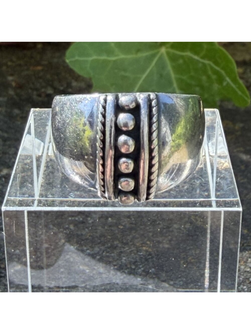 Vintage Sterling Silver 925 Bali Design Ring Size 8 58 Wide Cigar Band Bohemian - Picture 7 of 12
